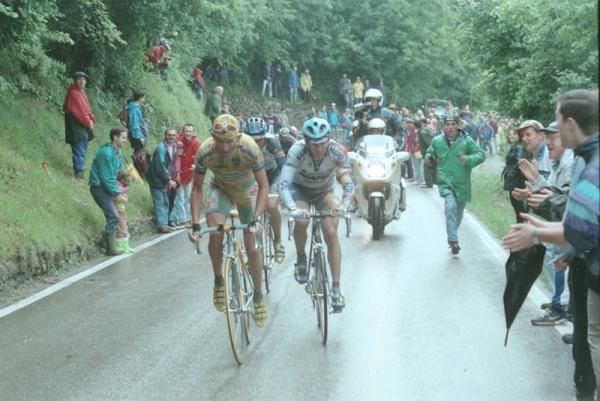 Marco Pantani and Pavel Tonkov during their epic Giro duel in 1998. The Italian would win his first and only Giro.