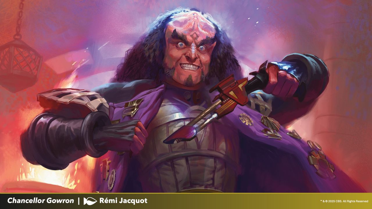 MTG Star Trek artwork featuring Gowron pulling out a blaster