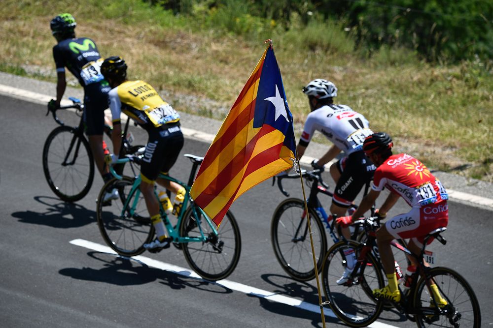 The breakaway in action during stage 9 at the Tour de France