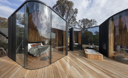 Exterior view of Coastal Pavilions at Freycinet Lodge Coastal Pavilions hotel, Tasmania, Australia