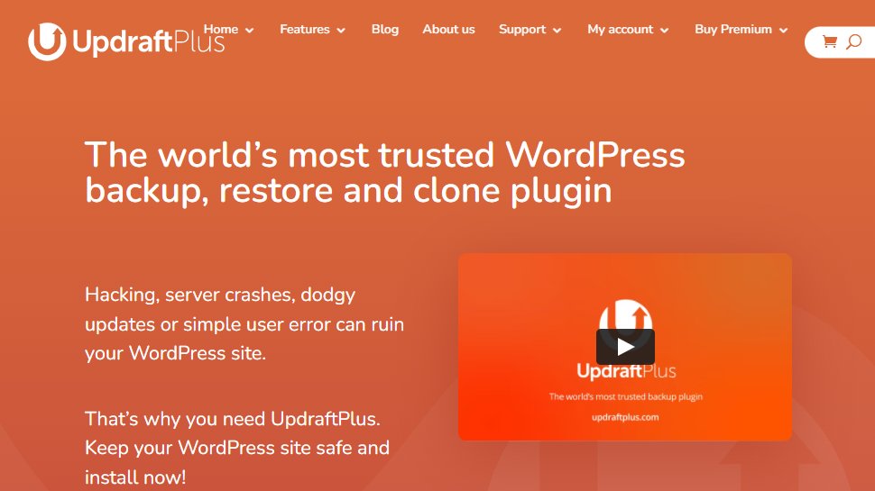 Tangkapan layar situs web untuk UpdraftPlus