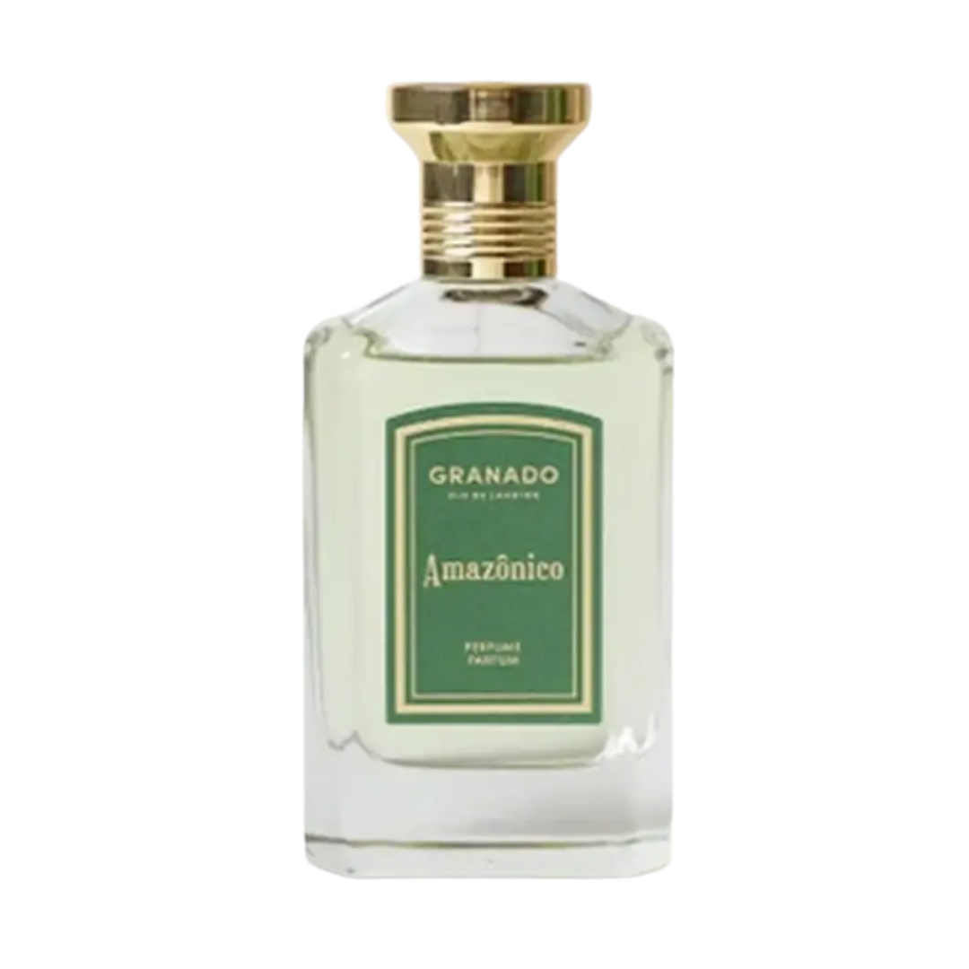 A product shot of the Granado Amaz&amp;ocirc;nico Eau de Parfum, on a white background