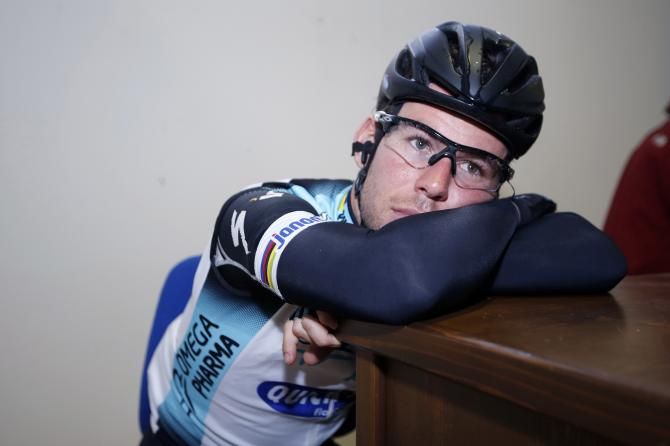 Mark Cavendish takes a moment to himself after winning stage 12 of the Giro d'Italia
