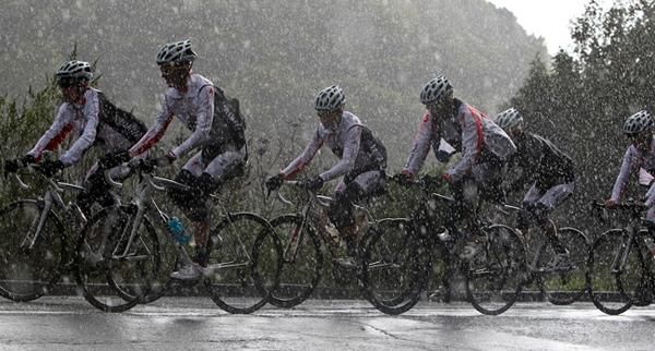 It was a wet day for training for the Whole Athlete - Specialized team