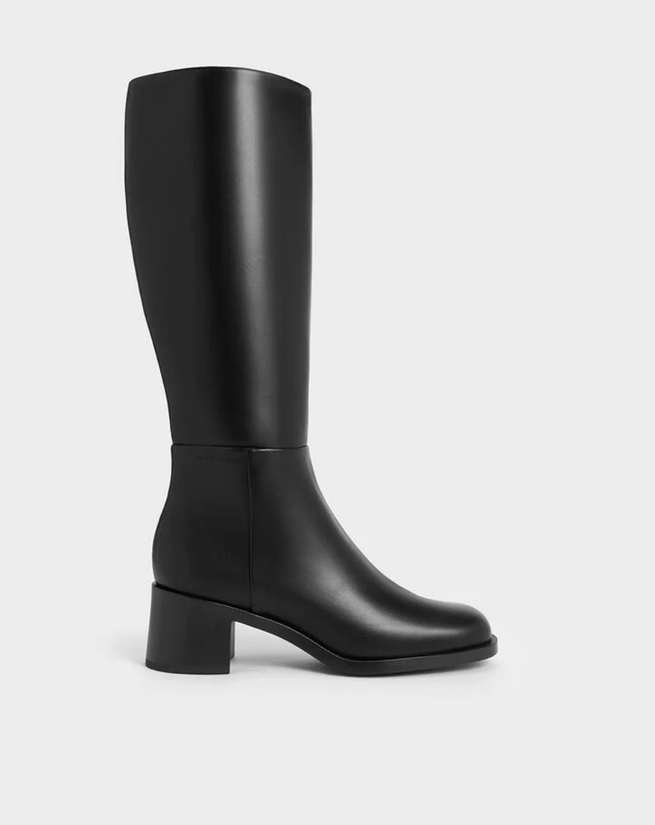 Charles &amp;amp; Keith, Louise Block-Heel Knee-High Boots