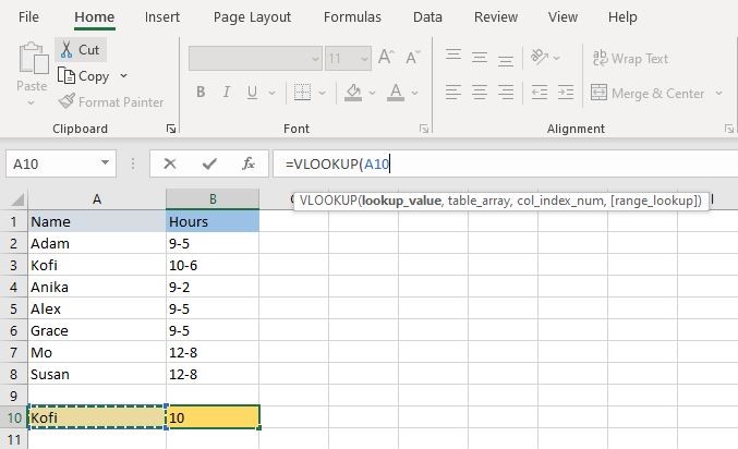 How to use VLOOKUP in Excel step 3: Click on the cell containing your lookup value