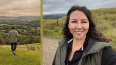 Susan Griffin selfie doing the 6-6-6 walking workout through hills