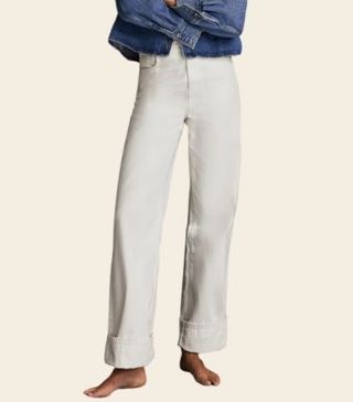 Image of white wide leg jeans 