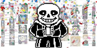 A triumphant Sans winning the final bracket of the Ultimate Sexyman Competition