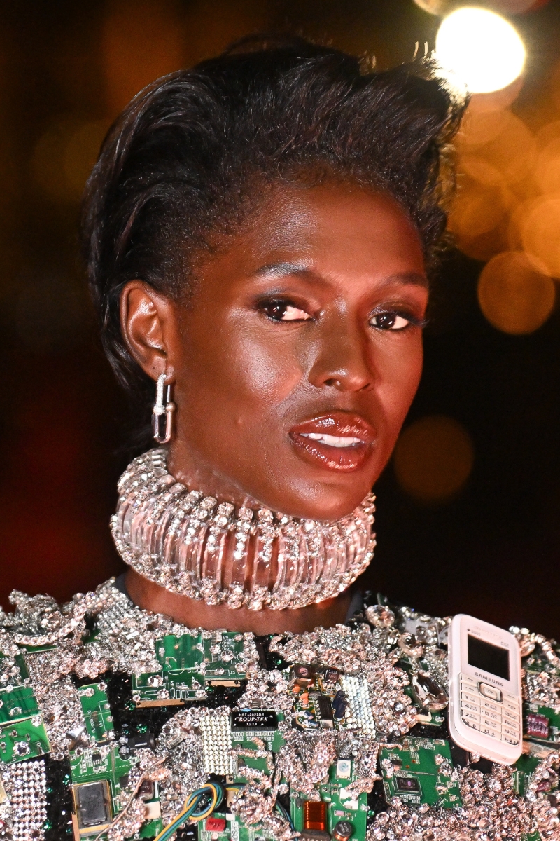 Jodie Turner-Smith is pictured with a chic, coiffed pixie haircut at the &quot;Tron: Ares&quot; Paris Photocall at Palais De Tokyo on September 24, 2025, in Paris, France.