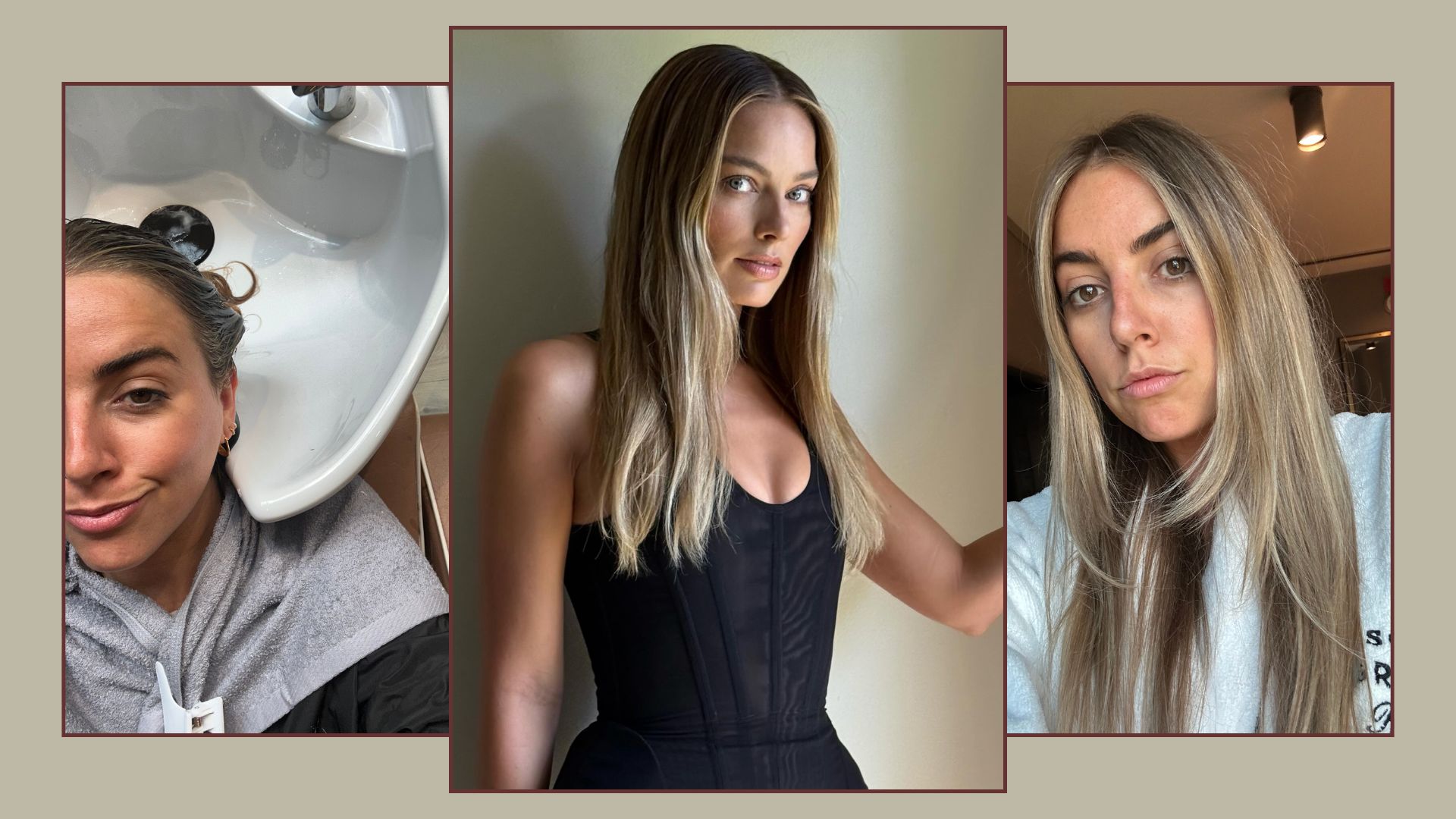 Shannon Lawlor having her hair dyed Margot Robbie blonde, including an inspiration picture of Margot Robbie&#039;s blonde hair