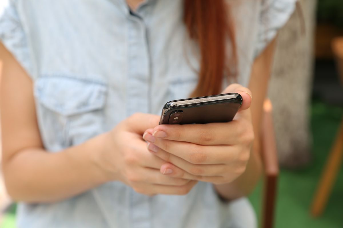 woman using phone