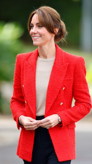 Kate Middleton wearing a red blazer