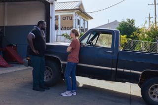 (L to R) Brian Tyree Henry and Jennifer Lawrence in Causeway.
