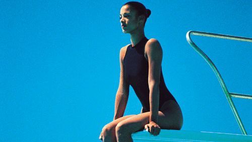 woman on diving board