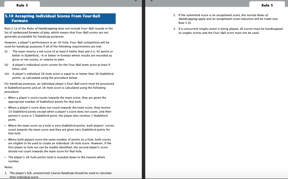 Rule 5.10 from the WHS Rules of Handicapping