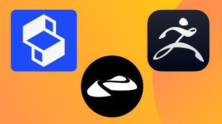 Best 3D modelling apps for iPad; logos on an orange background