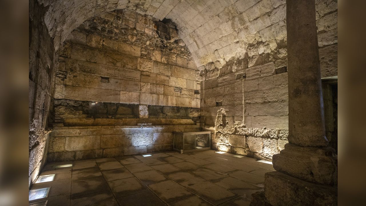 The remains of part of the uncovered building are seen here. It was likely used as a reception area for local council members before they ascended to the Temple Mount.