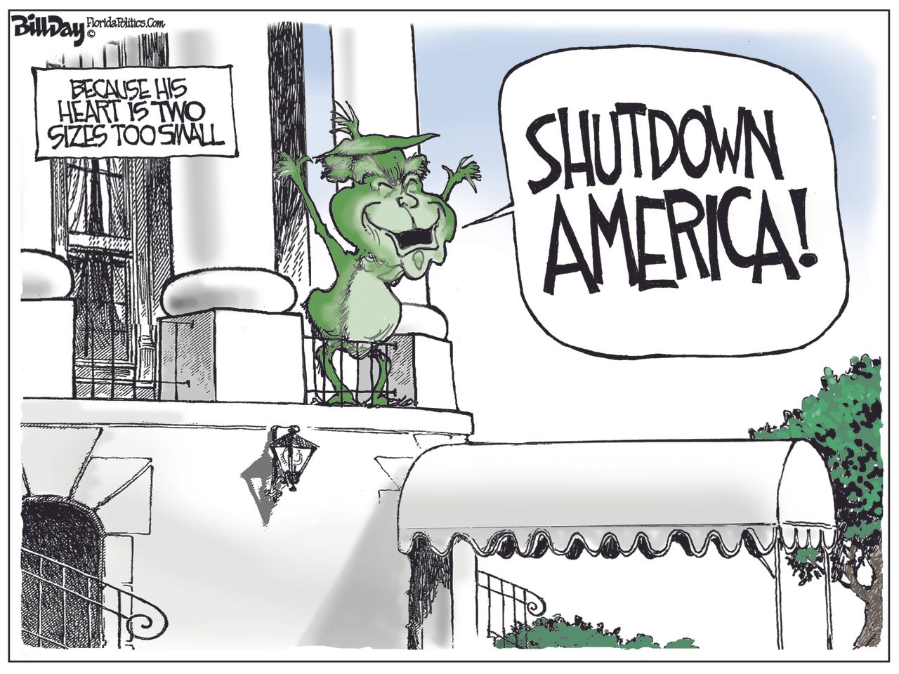 U.S. Trump government shutdown Grinch heart America heart too small