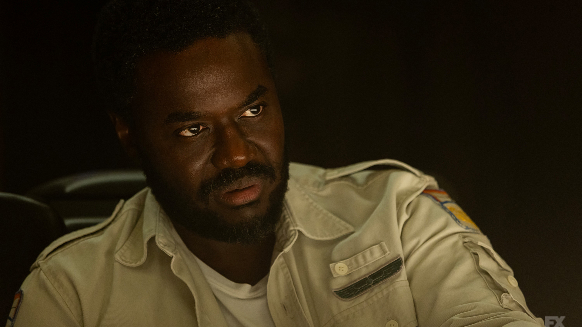 A close up of Morrow sitting down in Alien: Earth episode 5