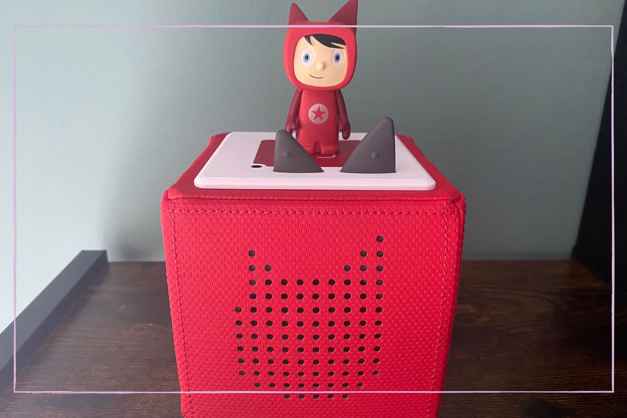 Creative Tonie audio figure sitting on top of a red Toniebox