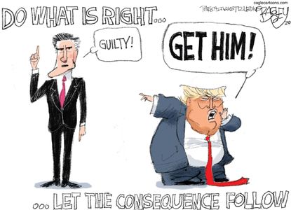 Political Cartoon U.S Romney Trump impeachment revenge