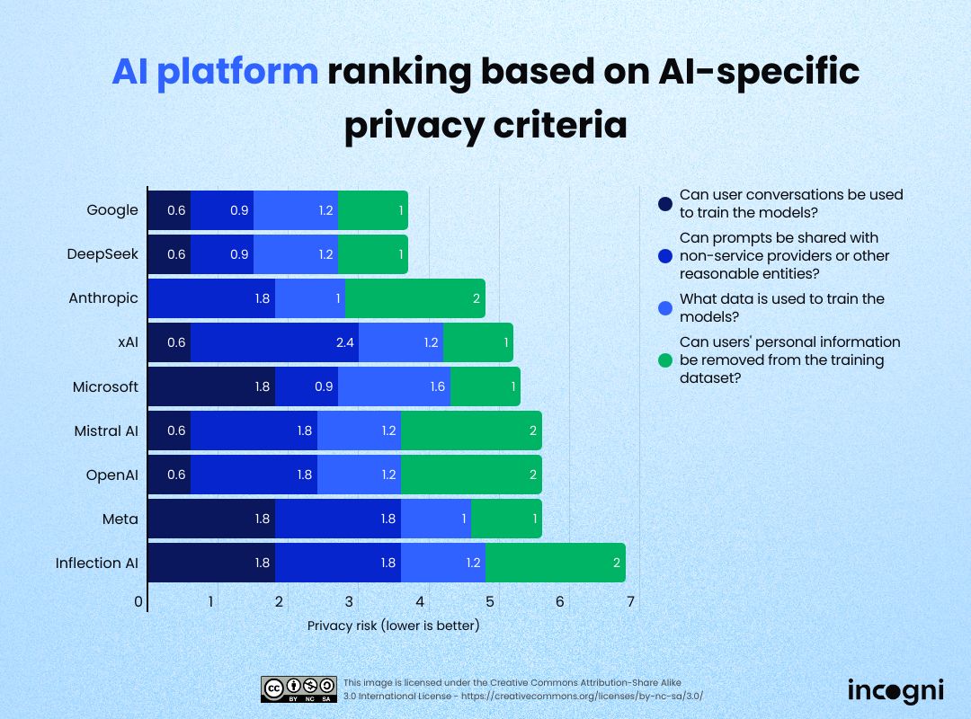 Incogni report showing privacy in AI