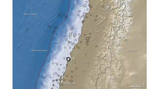 Map showing the location of earthquake occurrences in Chile.