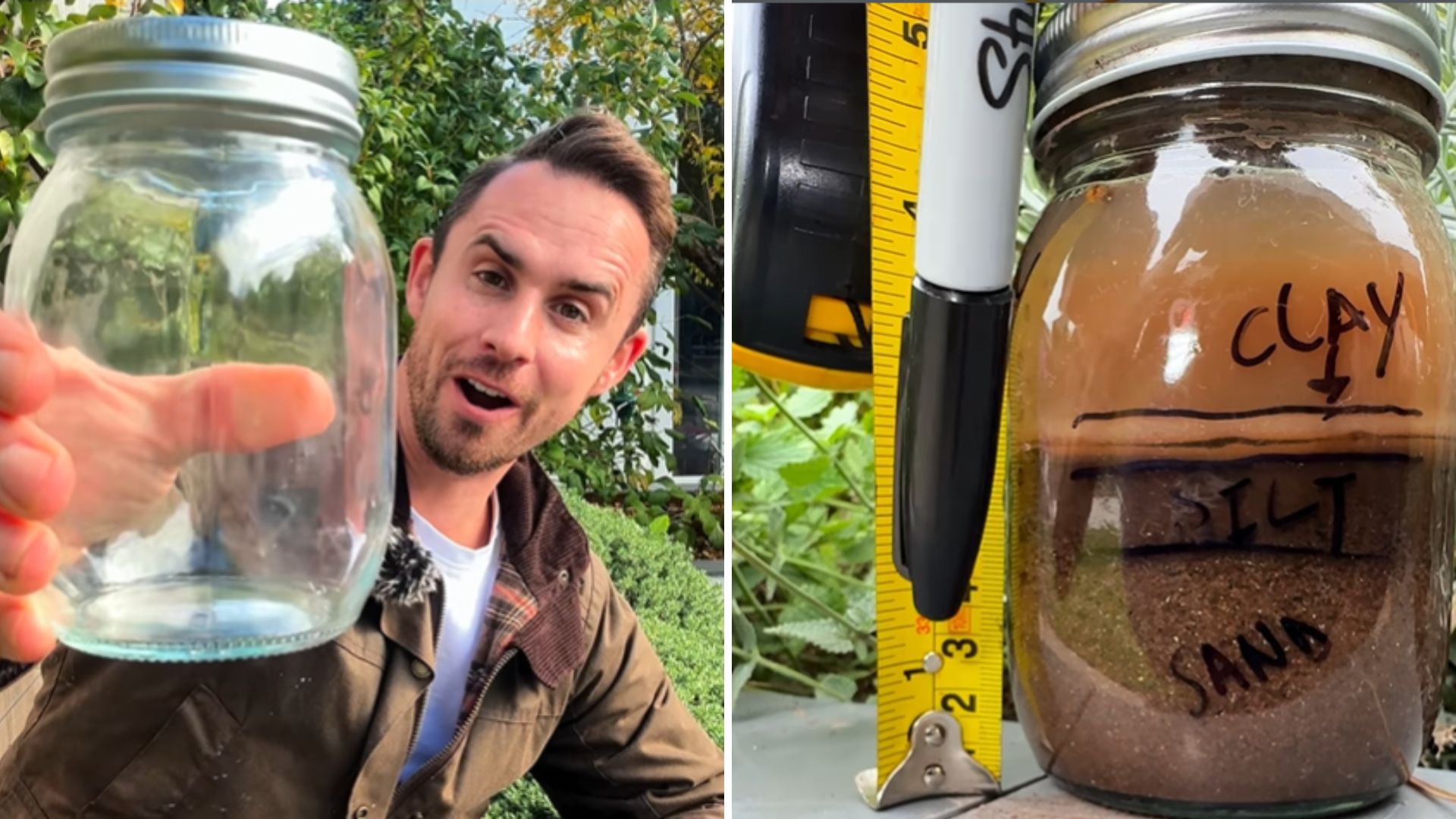 Screenshots from Michael Griffiths Instagram account where he's testing soil