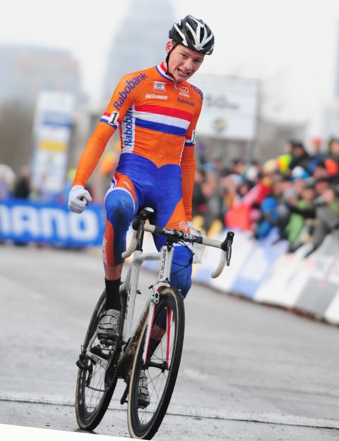 A triumphant Mathieu van der Poel (Netherlands)