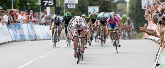 Andre Greipel (Lotto Belisol) powers to victory in the Brussels Cycling Classic