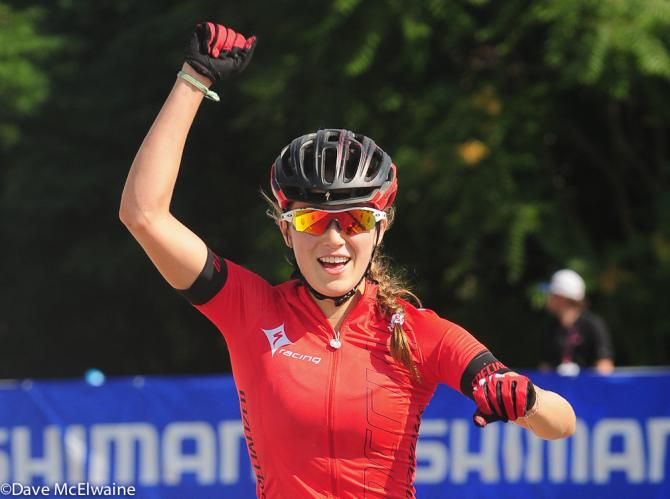 Kate Courtney (Specialized) at the finish