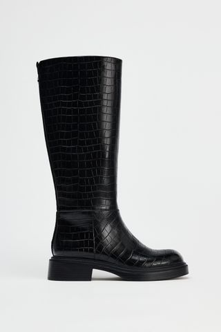 Mock Croc Riding Boots