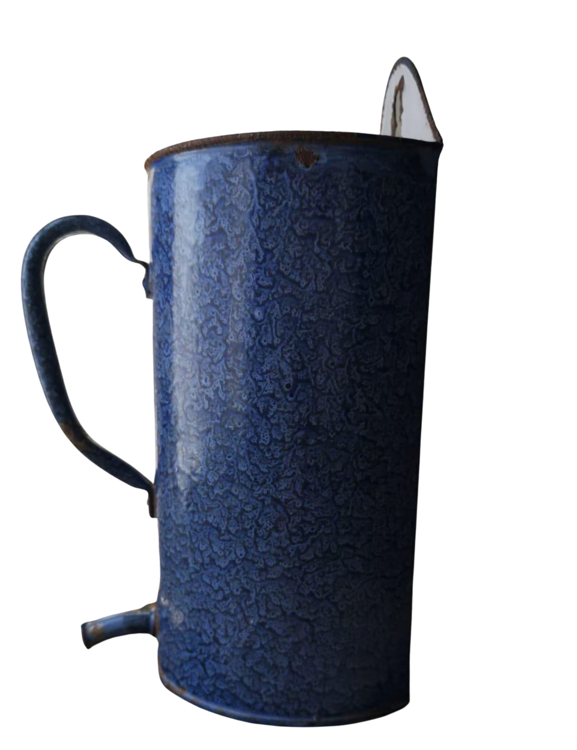 French Antique Blue Marble Enamel Pitcher