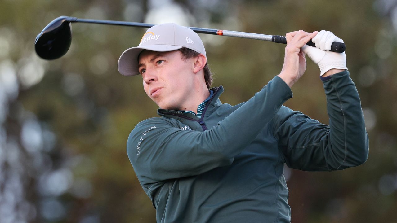 Matt Fitzpatrick takes a shot during the pro-am before the 2023 Sentry Tournament of Champions at Kapalua Golf Club