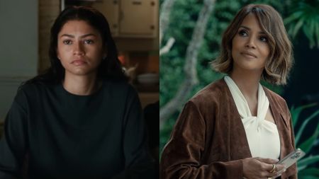 From left to right: Zendaya in Spider-Man: Brand New Day and Halle Berry in Crime 101. 