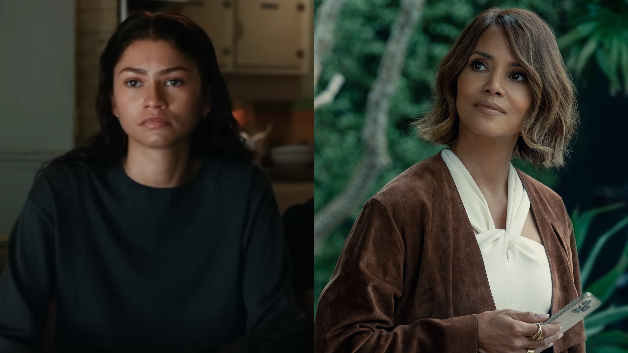 From left to right: Zendaya in Spider-Man: Brand New Day and Halle Berry in Crime 101. 
