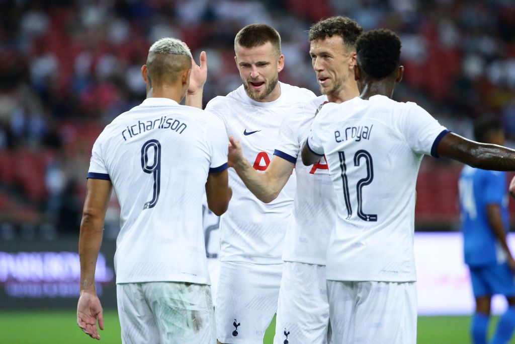 Tottenham Hotspur season preview 2023/24 Eric Dier (C) of Tottenham Hotspur congratulates Richarlison after scoring a goal during the pre-season friendly match between Tottenham Hotspur and Lion City Sailors at National Stadium on July 26, 2023 in Singapore. (Photo by Suhaimi Abdullah/NurPhoto via Getty Images)