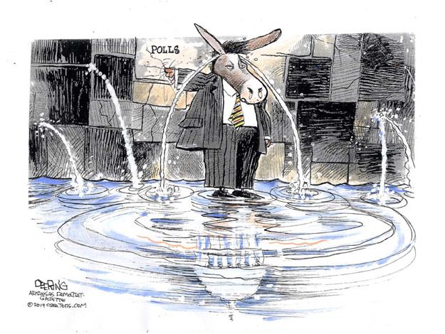 Political cartoon midterm election Democrats polls