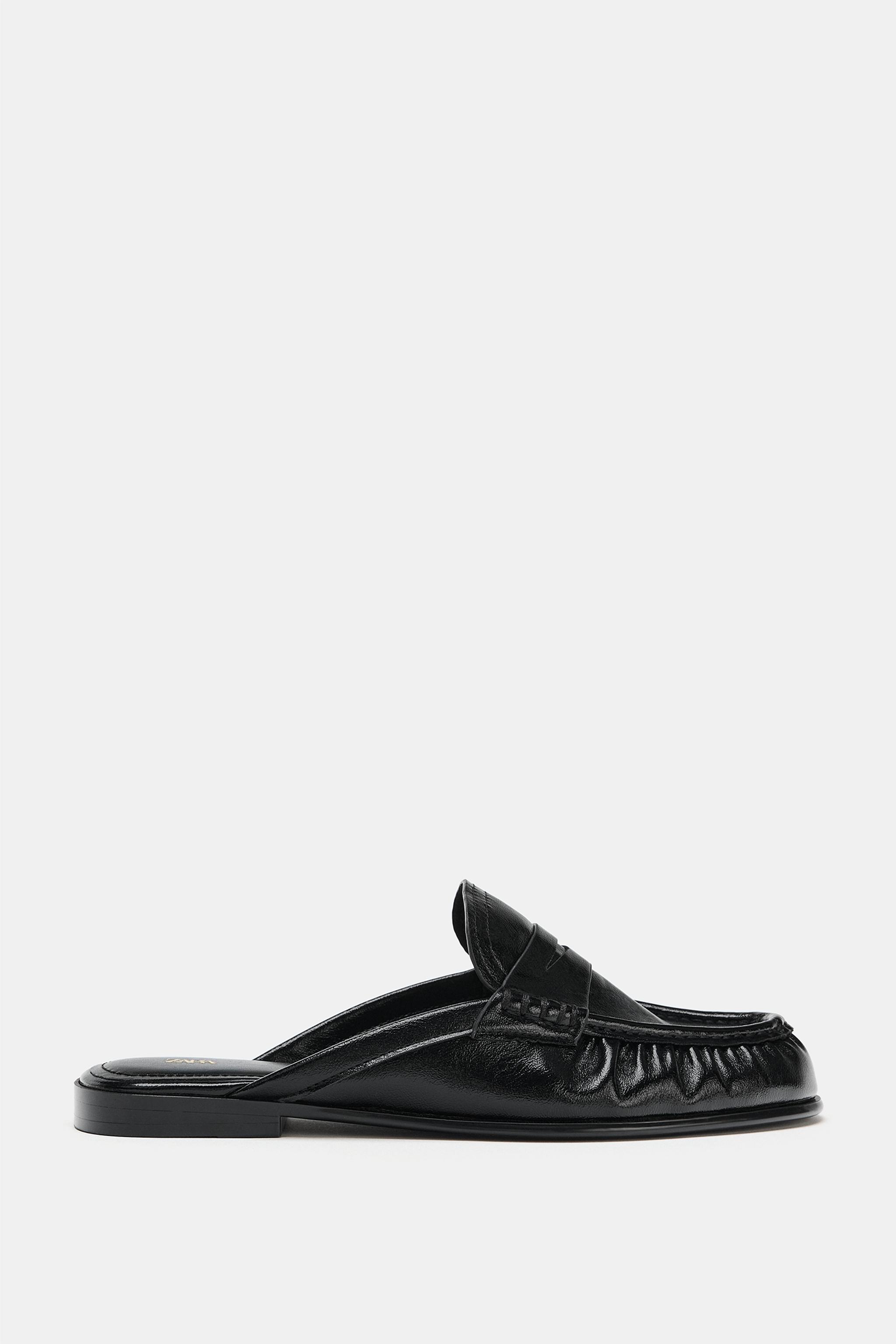 Gathered Mule Loafers - Black - 2