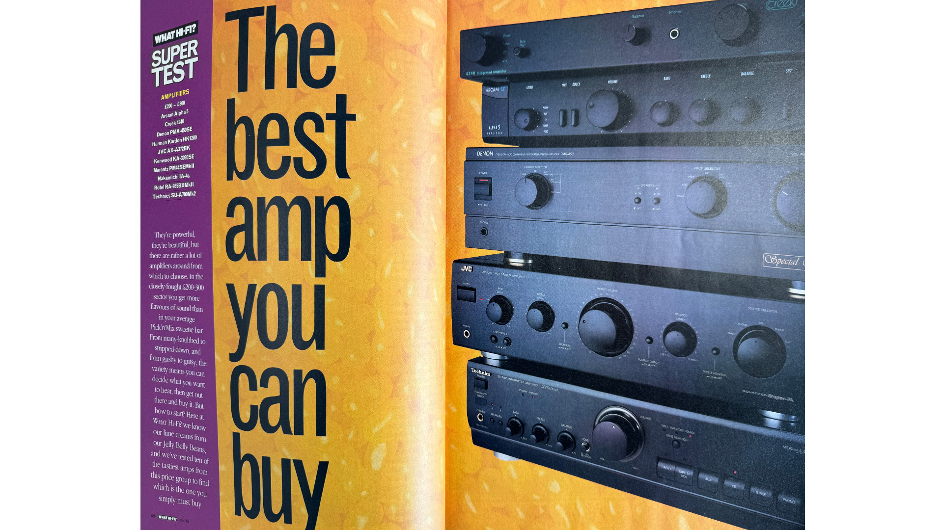 What Hi-Fi? June 1995 stereo amp test intro spread