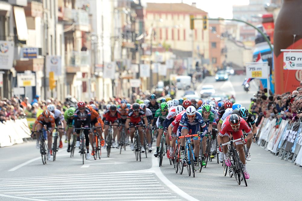 The sprinters bear down on the finish at Volta a Catalunya