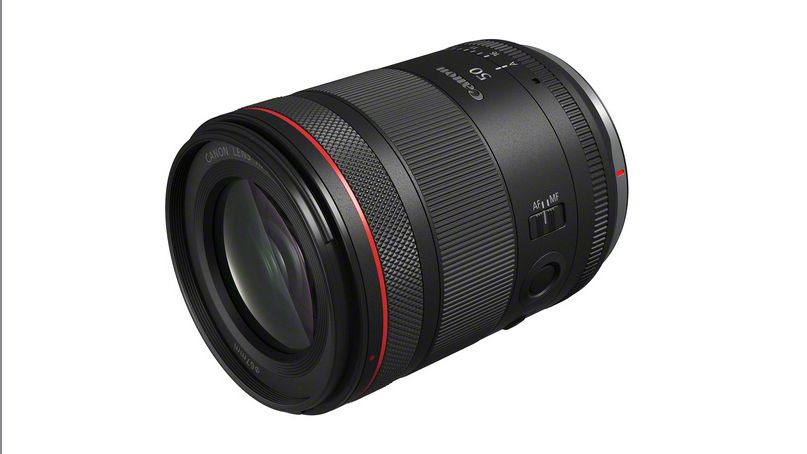 Canon RF 50mm f/1.4L VCM lens against a white background