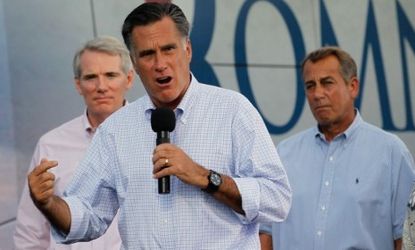 Mitt Romney, with House Speaker John Boehner (R-Ohio) in Troy, Ohio