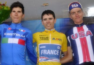 The final podium at the Tour de l'Avenir