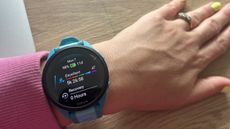 Running watch on person’s wrist