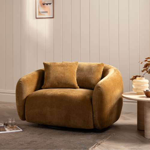 Cocoon Chenille Swivel Snuggle Chair