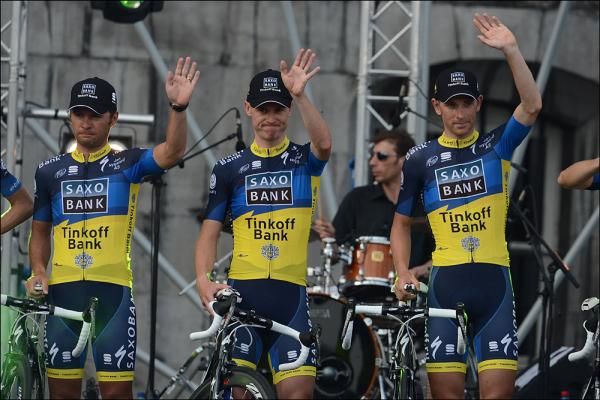 The new Saxo Bank-Tinkoff Bank team kits were on display in Li&egrave;ge