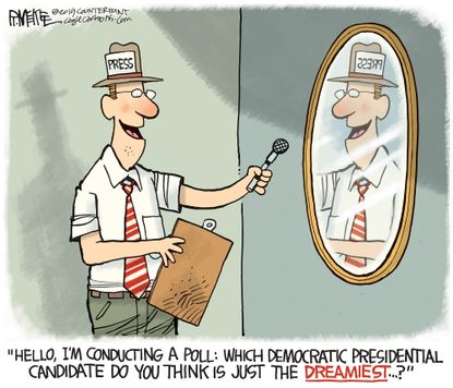 Political Cartoon U.S. Media Presidential Poll Mirror 2020 Election
