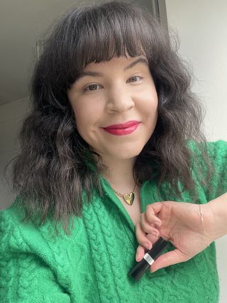 Mica wearing Chanel Rouge Coco Bloom Hydrating and Plumping Lipstick